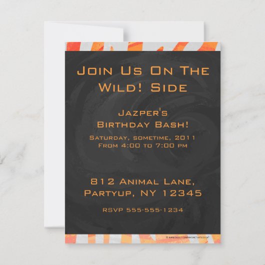 Invitation Zebra Monogram orange et blanc (Dos)