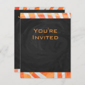 Invitation Zebra Monogram orange et blanc (Devant / Derrière)