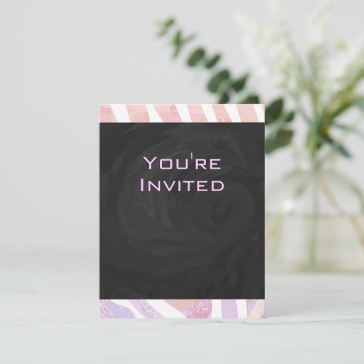 Invitation Zebra Monogram rose et blanc (Debout devant)