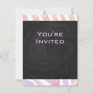 Invitation Zebra Monogram rose et blanc