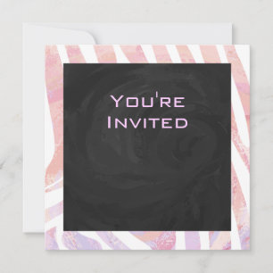 Invitation Zebra Monogram rose et blanc