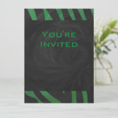 Invitation Zebra Monogramme noir et vert (Debout devant)