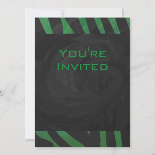 Invitation Zebra Monogramme noir et vert (Devant)