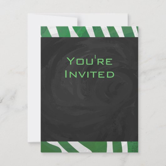 Invitation Zebra Monogramme Vert et Blanc Impression (Devant)