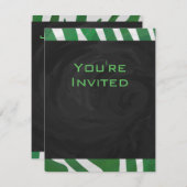 Invitation Zebra Monogramme Vert et Blanc Impression (Devant / Derrière)
