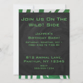 Invitation Zebra Monogramme Vert et Blanc Impression (Dos)