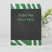 Invitation Zebra Monogramme Vert et Blanc Impression (Debout devant)