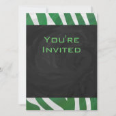 Invitation Zebra Monogramme Vert et Blanc Impression (Devant)