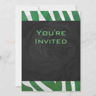 Invitation Zebra Monogramme Vert et Blanc Impression