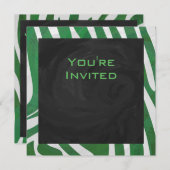 Invitation Zebra Monogramme Vert et Blanc Impression (Devant / Derrière)
