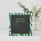 Invitation Zebra Monogramme Vert et Blanc Impression (Debout devant)