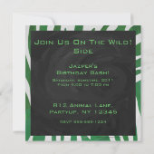 Invitation Zebra Monogramme Vert et Blanc Impression (Dos)