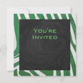 Invitation Zebra Monogramme Vert et Blanc Impression (Devant)