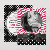 Invitation Zebra Parties scintillant et À petits pois photo S (Devant / Derrière)