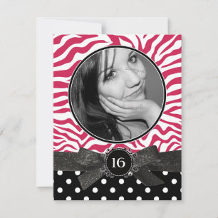 Invitation Zebra Parties scintillant et À petits pois photo S