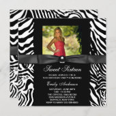 Invitation Zebra Photo Sweet 16 Party (Devant / Derrière)