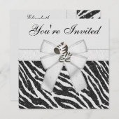 Invitation Zebra & Poster de animal Black & White Parties sci (Devant / Derrière)