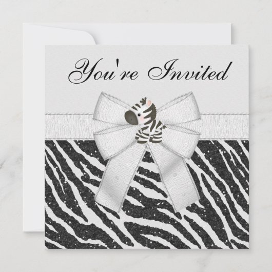 Invitation Zebra & Poster de animal Black & White Parties sci (Devant)