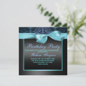 Invitation Zebra Print Blue & Black Party Anniversaire Invita (Debout devant)