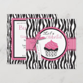 Invitation Zebra Print & Cupcake Anniversaire (Devant / Derrière)