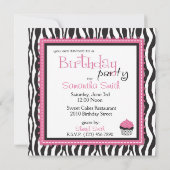 Invitation Zebra Print & Cupcake Anniversaire (Dos)