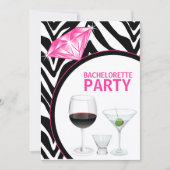Invitation Zebra Print & Diamond Bachelorette Party (Devant)