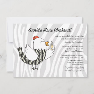Invitation Zebra Print Drôle Hen - Bachelorette de la fête de