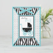 Invitation Zebra Print et Baby shower de transport pour bébés (Debout devant)