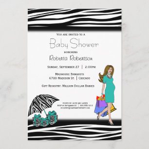 Invitation Zebra Print Et Turquoise Shopping Maman