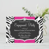 Invitation Zebra Print Hot Pink Diamond Engagement Party (Debout devant)