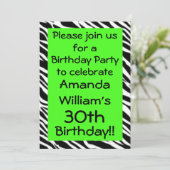 Invitation Zebra Print Lime Green Anniversaire Fête Invitatio (Debout devant)