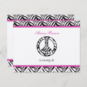 Invitation Zebra Print Peace Sign Anniversaire Fête Invitatio (Devant / Derrière)