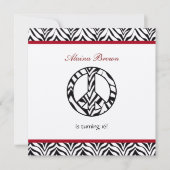 Invitation Zebra Print Peace Sign Anniversaire Fête Invitatio (Devant)