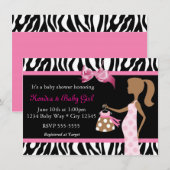 Invitation Zebra Print & Pink Bow Mod Maman Baby Girl Douche (Devant / Derrière)