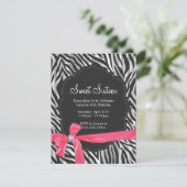 Invitation Zebra Print Pink Ribbon & Diamond (Debout devant)
