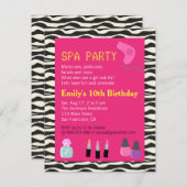 Invitation Zebra Print, Spa Party, Pour Les Filles (Devant / Derrière)