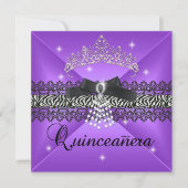 Invitation Zebra Quinceanera 15e anniversaire fête violet noi (Devant)