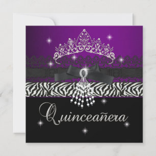 Invitation Zebra Quinceanera 15e anniversaire fête violet noi