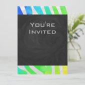 Invitation Zebra Rainbow et White Print (Debout devant)