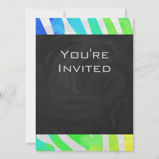 Invitation Zebra Rainbow et White Print (Devant)