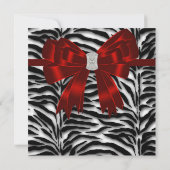Invitation Zebra Red Bow Sweet sixteen fantaisie (Dos)