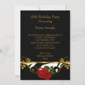 Invitation Zebra Red Roses Black White Gold fête d'anniversai (Dos)