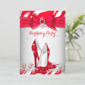 Invitation Zebra Rouge Blanc Haut talon Lace Pearl Anniversai (Debout devant)