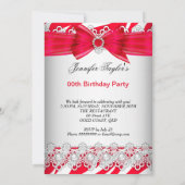 Invitation Zebra Rouge Blanc Haut talon Lace Pearl Anniversai (Dos)