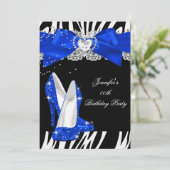 Invitation Zebra Royal Blue Parties scintillant haute chaussu (Debout devant)