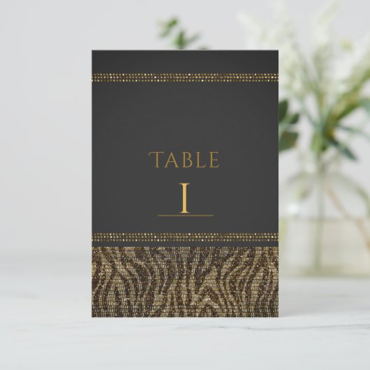 Invitation Zebra Sequins Sparkle Glam Chic Numéros de tableau (Debout devant)