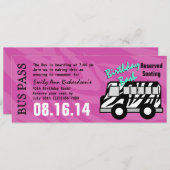 Invitation Zebra Stripe Bus Pass Fête d'anniversaire (Devant / Derrière)