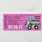 Invitation Zebra Stripe Bus Pass Fête d'anniversaire (Devant)