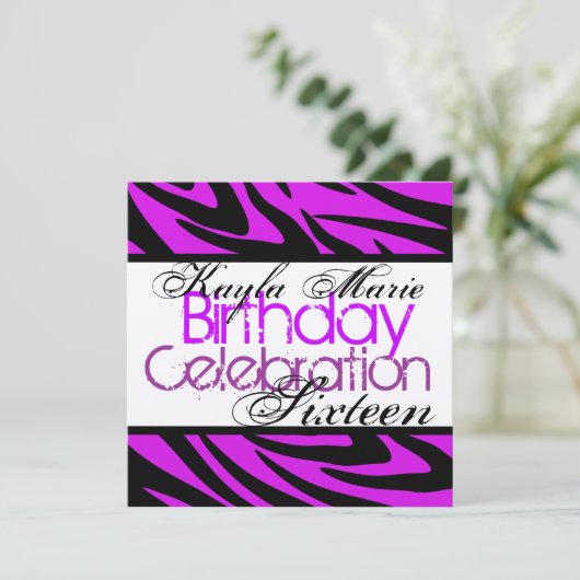 Invitation Zebra Stripe/ Cool Purple (Debout devant)