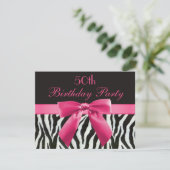 Invitation Zebra Stripes & Hot Pink Printed Bow 50e anniversa (Debout devant)